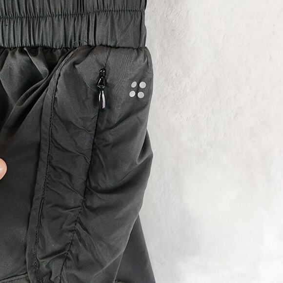 ACTA High Waist Running Shorts Women M Black Elastic Waist Zip Pocket Linersa - Picture 3 of 6